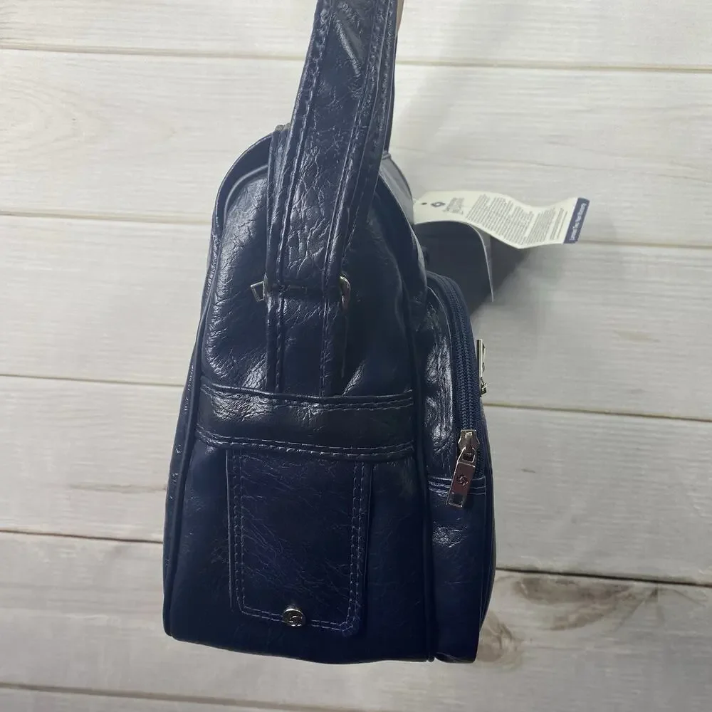 RETRO Vtg Samsonite Silhouette Weekender Bag Luggage Navy Survivor Sample NOS